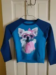 Hanes Girls' Ecosmart ComfortBlend Sweatshirt, Blue White Pink Doggie, M
