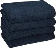 MUJI 83429577 Fukkura Pile Bath Towel, Set of 4, 23.6 x 47.2 inches (60 x 120 cm), Navy/Soft