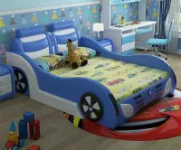 在飛比找Yahoo!奇摩拍賣優惠-*楴傢*傢俱 *  可愛 卡通 造型 兒童床  (真皮)
