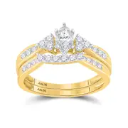 14k Yellow Gold Marquise Diamond Bridal Wedding Ring Set 1/2 Cttw (Certified)