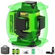 Laser Level, Self-leveling 16 Lines Green Beam 4D Cross Line Tiling Floor Las...