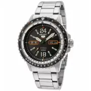 New Seiko 5 Sport SRP347K1 Black Dial Automatic Pilot Flightmaster Men Watch