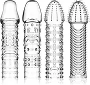 [FST] 4 Pcs Silicone Penis Sleeves Reusable Condoms Cock Enlarger Penis Extender Prolong Erection Sex Toy for Men