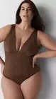 Cacique Swim Lane Bryant No-Wire Plunge One-Piece in Chocolate brown 10 NWT