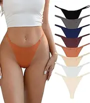 ULTREAGLE Womens Seamless G String Thongs - No Show Low Rise Soft Breathable Tanga Panties for Everyday Wear