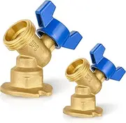 2-Pack HeSun 1/4 Turn Sillcock Hose Bibb Valve, 3/4" FIP Inlet x 3/4" MHT Outlet, Brass Outdoor Faucet/Valve,Blue