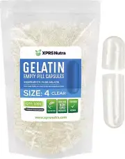 1000 Empty Size #4 Clear Kosher Gelatin Capsules Pills USA Made FRESH Gelcaps!
