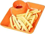 Toddler Plates - Chip and Dip Bowl | Chips Plate with Ketchup Holder | Reusable Serving Trays | Dumpling Plates with Dip Bowl | Serving Platter | Square Plates with Sauce Holder | Seasoning Plate