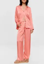 NEW PETER ALEXANDER POLY SATIN TOP & PANTS PJ SET LARGE L RRP$179.90
