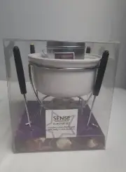 SENSE FONDUE SET INCLUDES CERAMIC POT FORKS GOURMET CHOCOLATE WHITE/SILVER SM