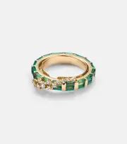 [Ananya] Ananya Scatter 18kt gold ring with emeralds and diamonds L 1/2 gold