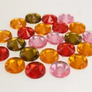 100 Mixed Color Flatback Acrylic Round Rivoli Sewing Rhinestone Sew on bead 14mm