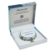 Crystal Carvings by Bramble Bay Tree of Life Duo Bracelet Set Amazonite Matte Rhodium