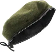 [Healvian] Women Beret Hats Old Man Hats Classic Style Vintage French Beret Fiddler Hat Wool Beanie Cap Newsboy Cap for Everyday Wear Olive Green