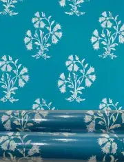 22YD BARNEBY GATES, UK Maharani Jaipur Blue Hand Block Printed Wallpaper