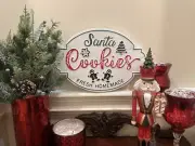 Santa’s Home Made Cookies Metal Sign, Gingerbread Sign, Christmas, Vintage, NEW