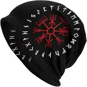 [yayoitimes] Men's Vintage Viking Compass Rune Skull Beanie Hat, Couple's Spring Outdoor Harajuku Street Double Layer Hat