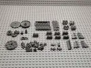 LEGO Lot of 52 Dark Bluish Gray Modified Bricks Plates Round Wedge Tile w/Clip