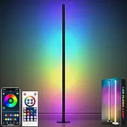 Cozylady Smart RGB+IC Corner Floor Lamp, LED Corner Lights Music Sync 16 Million DIY Colors,Remote & App Control,Dimmable Standing Light for Gaming Living Room Bedroom Party (47" R-Shape-3 Sections)