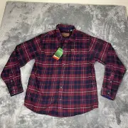 Orvis Shirt Mens M Red Plaid Flannel Shacket Pockets Heavyweight Overshirt New