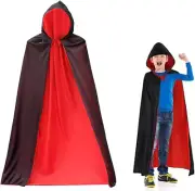 PHISGNIO Vampire Cape, Halloween Hooded Cape in Black Red Cape Vampire Halloween