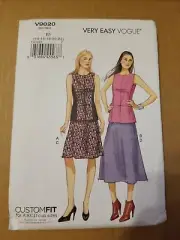 VOGUE SEWING PATTERN TOP CLOSE FIT & SKIRT LOOSE FIT SIZE 14-22 # V9020