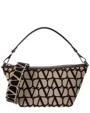 Valentino VLogo Small Toile Iconographe Canvas & Leather Hobo Bag