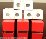 300 Assorted 2x2 Flip Mylar US Mint Cardboard Coin Holder + 3 Red Storage Box