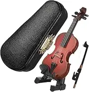 MAGICLULU 1 Set Wooden Miniature Violin Model Mini Violin with Stand Bow and Case Dollhouse Musical Instrument Accessories for Desk Bedside Table Home Decor 6cm