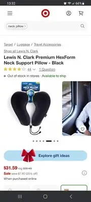 Lewis N. Clark Premium Comfort Neck Pillow High Density Memory Foam