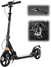 Non-electric Professional Big Wheel Scooter Adults 150 Kg Load Capacity, City Scooter with Handbrake and Shock Absorber, City Scooter for Kids Teens Adults, Height Adjustable