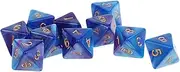 Vaveren Set of 10 Multi-Faceted D8 Polyhedral Dice for RPG and Gaming, Blue Purple, 16mm