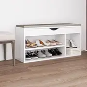 Shoe Bench with Cushion White 104x30x49 cm Engineered Wood Shoe Storage
