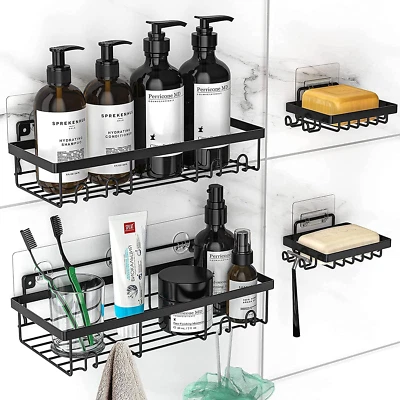 Kinsdan Shower Caddy, 4 Packs Set Strong Adhesive Shower Organizer Shelf with...