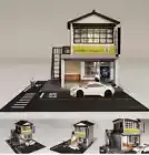 Diorama 1:64 Scale Car Parking Lot Model City Street Scene Wooden Building Model
