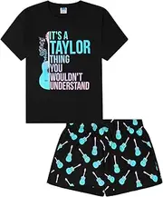 [ThePyjamaFactory] Womens It's a Taylor Thing, You Wouldn't Understand Black Blue Short Cotton Pyjama Set Ladies PJ's
