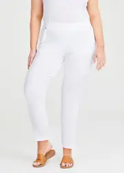 [TS] Taking Shape Take The Lead Taper Jacquard Pant Size 14 in White - Plus Size Women's Clothing White