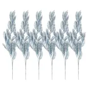 6Pcs Artificial Palm Leaves Plants Fake Fronds Faux Greenery Decor, Grey Blue