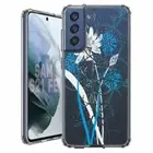 For Samsung Galaxy S20 S21 S23 S24 FE 5g TPU Case+Glass(Blue Bouquet)