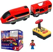 B-Qtech RC Electric Train Toy, Battery Operated Educational Toy, Compatible with Brio Fits Thomas Fits, Remote Control Train for Wooden Track Boy Girl 3 4 5 Years