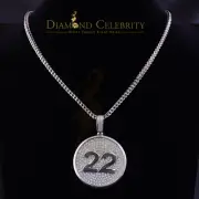 3.60ct Cubic Zirconia Silver White "1.50" Round #22 Lucky Charm Pendant /Him