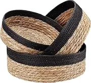 Round Rattan Baskets Set for Organizing Wicker Storage Basket for Fruit, Bread Serving Basket Decorative Basket for Gift Boho Basket, Countertop Baskets for Pantry and Bathroom