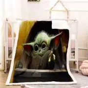 Green Gradient Monkey Color Line 3D Warm Plush Fleece Blanket Picnic Sofa Couch