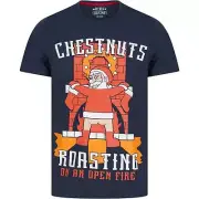 Christmas Chestnuts Roasting Mens Christmas Top Navy Short Sleeve T-Shirt