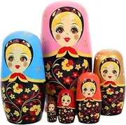 GARIOUANS 1set Wooden Russian Nesting Dolls Set Matryoshka Toys for Boy Girl Charming Girl Design Birthday Engaging Playtime Unique Home Decoration