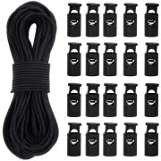 100pcs Cord Locks Toggle Stopper End with 1/8" x 50' Elastic Stretch Drawstring