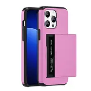 ZUSLAB for Apple iPhone 15 Pro Max Case Slide Armor Card Holder Protective Shockproof Hard Back Cover (2023) - Pink