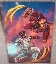 Street Fighter Ryu vs Akuma Glossy Art Print 11 x 17 In Hard Plastic Sleeve