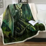 Cool Fantasy Art Garwin the Green Forest Dragon Throw Blanket