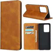Cavor for Samsung Galaxy S20 Ultra Case,S20 Ultra 5G Case,Cowhide Pattern Leather Case Magnetic Wallet Cover with Card Slots(6.9") -Light Brown